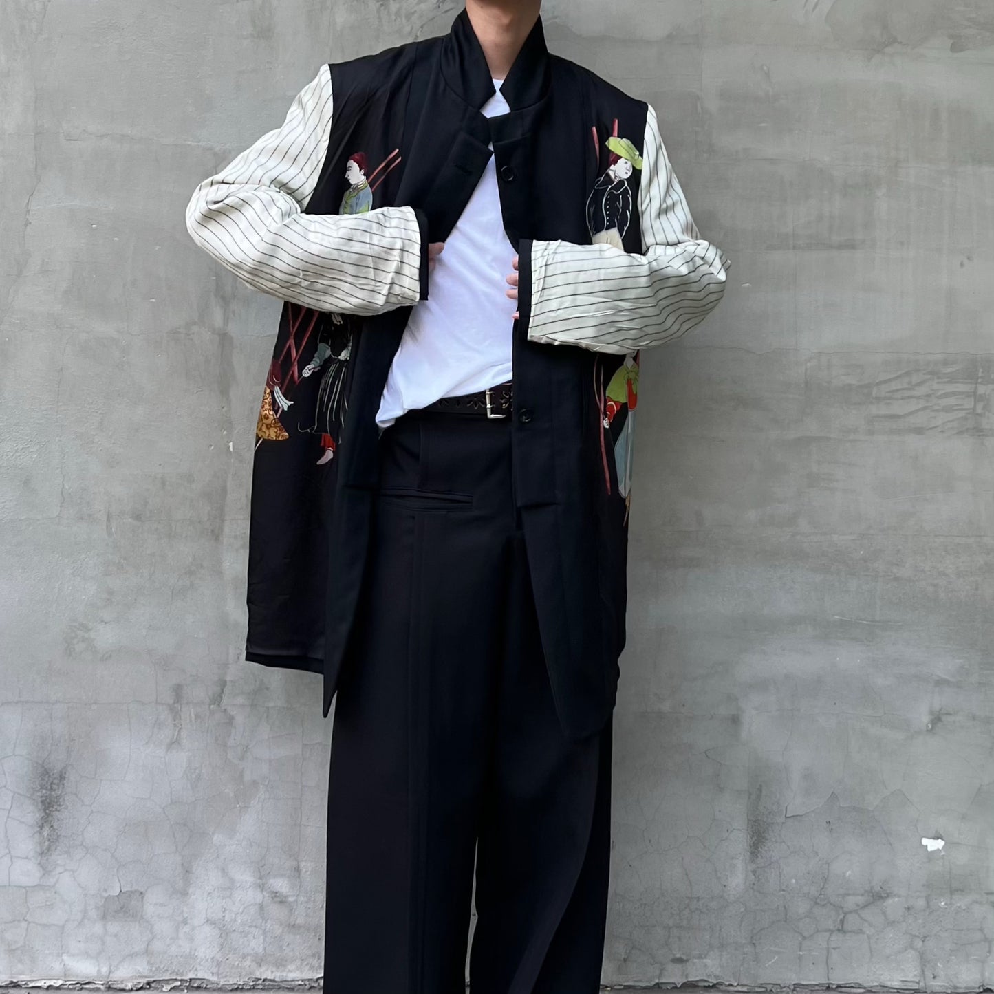 Yohji Rokumeikan Double-Breasted Double-Faced Layered Jacket Blazer