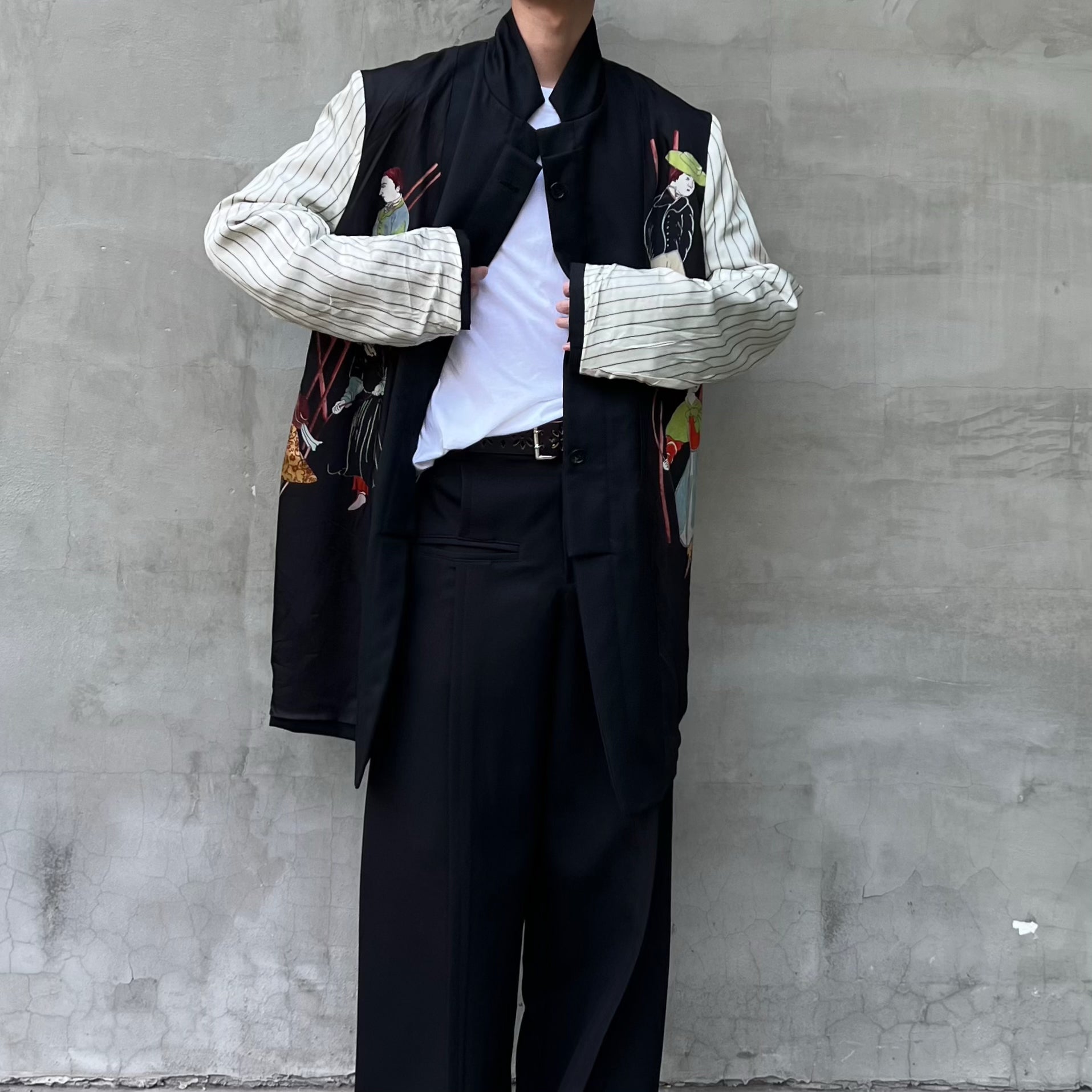 Yohji Rokumeikan Double-Breasted Double-Faced Layered Jacket Blazer