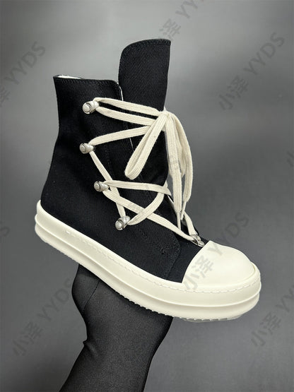 Self-made Pentagram Rick Owens DRKSHDW Sub-line High-top Canvas Gothic Shoes