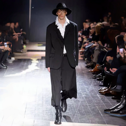 Yohji Medieval Court Shirt - Triple Collar Floral Print Cotton Blouse