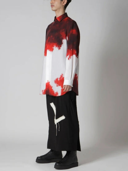 donclickin Yohji 24AW Gradient Tie-Dye Shirt – Cotton Red Ombre Design