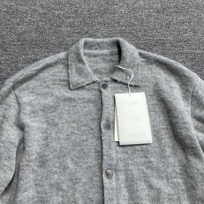 donclick 24FW Our Legacy Mohair Wool Blend Cardigan Light Grey Relaxed Fit Knit