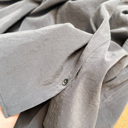 LEMAIRE 25SS New Glossy Dry Silk Shirt – Sage Green Black Edition