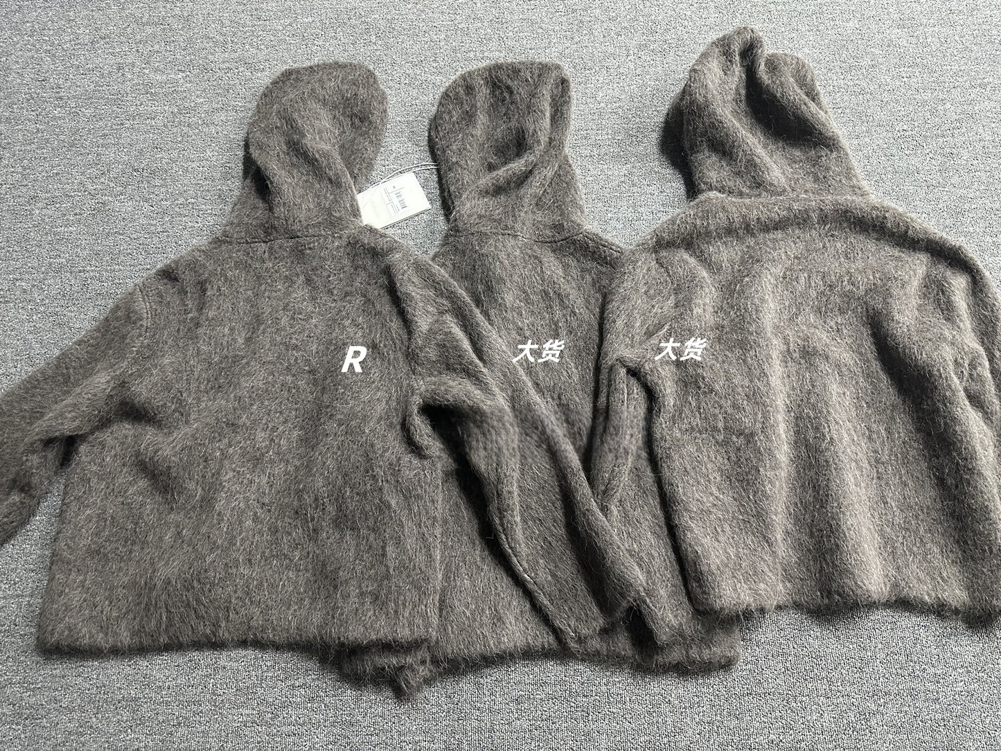 Our Legacy Grey Mohair Zip Cardigan – Wool Blend Relaxed Hooded Knit