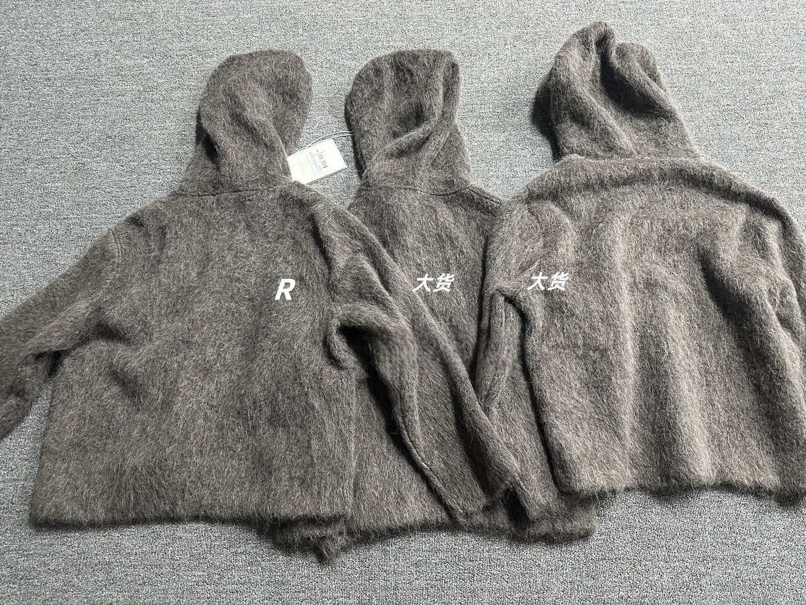 Our Legacy Grey Mohair Zip Cardigan – Wool Blend Relaxed Hooded Knit