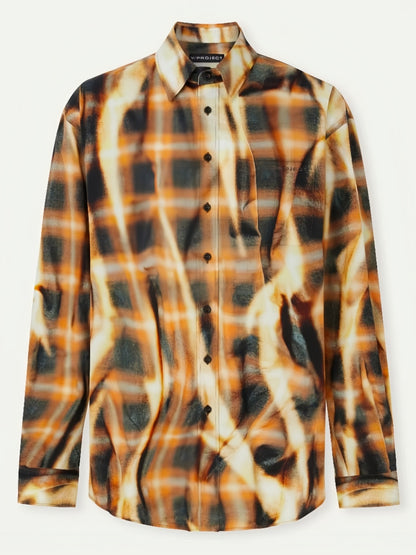 Y/Project 24SS Flame Plaid Print Shirt – Unisex Loose Fit Casual Top Long Sleeve
