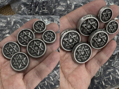 Custom-made Yohji Yamamoto Dark 100% Wool Blazer Hexagram Silver Buttons Jackets