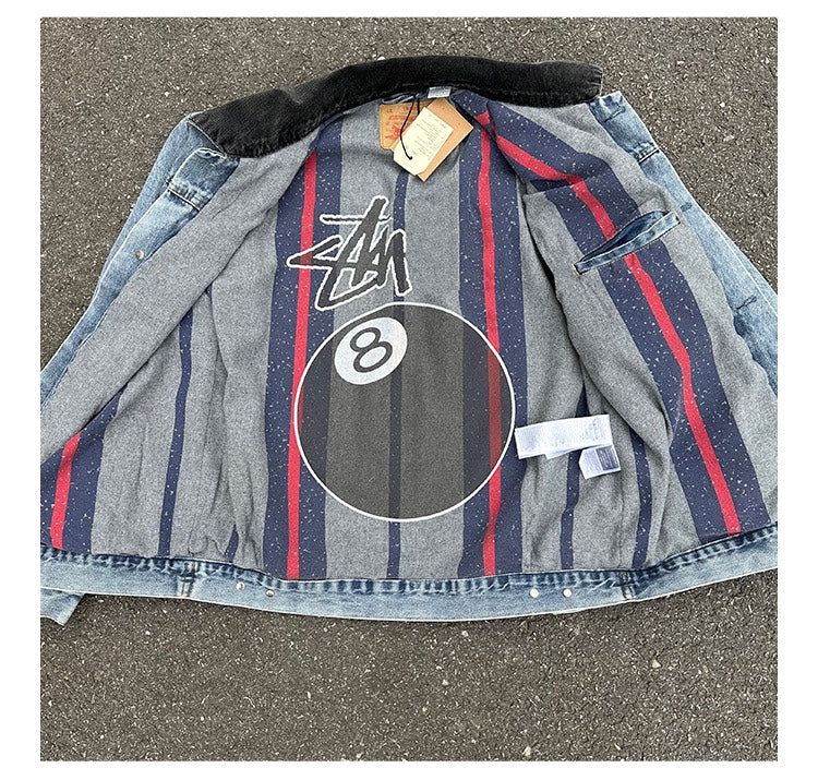 Stussy Embossed 8 ball Ｘ Levis Jacket Washed Denim Outerwear
