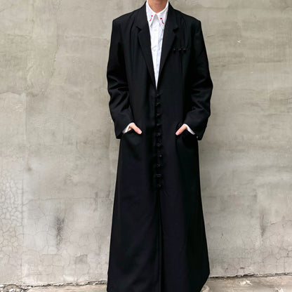 Donclick Yohji AW18 Monastic Collection Tuxedo-Wrap Fabric Buttons Wool Overcoat