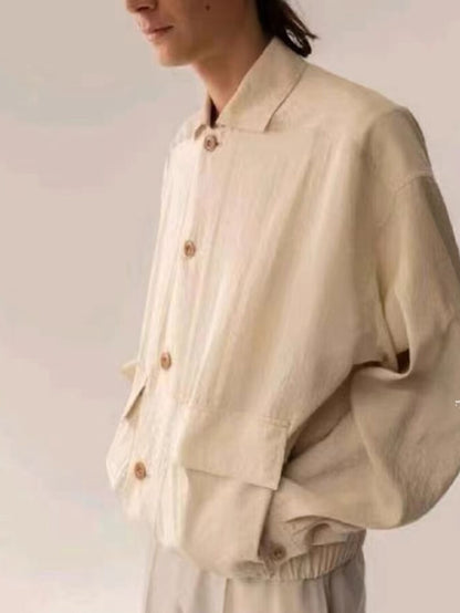 Lemaire SS19 Dry Silk Harrington Jacket - Minimalist Boxy Outerwear