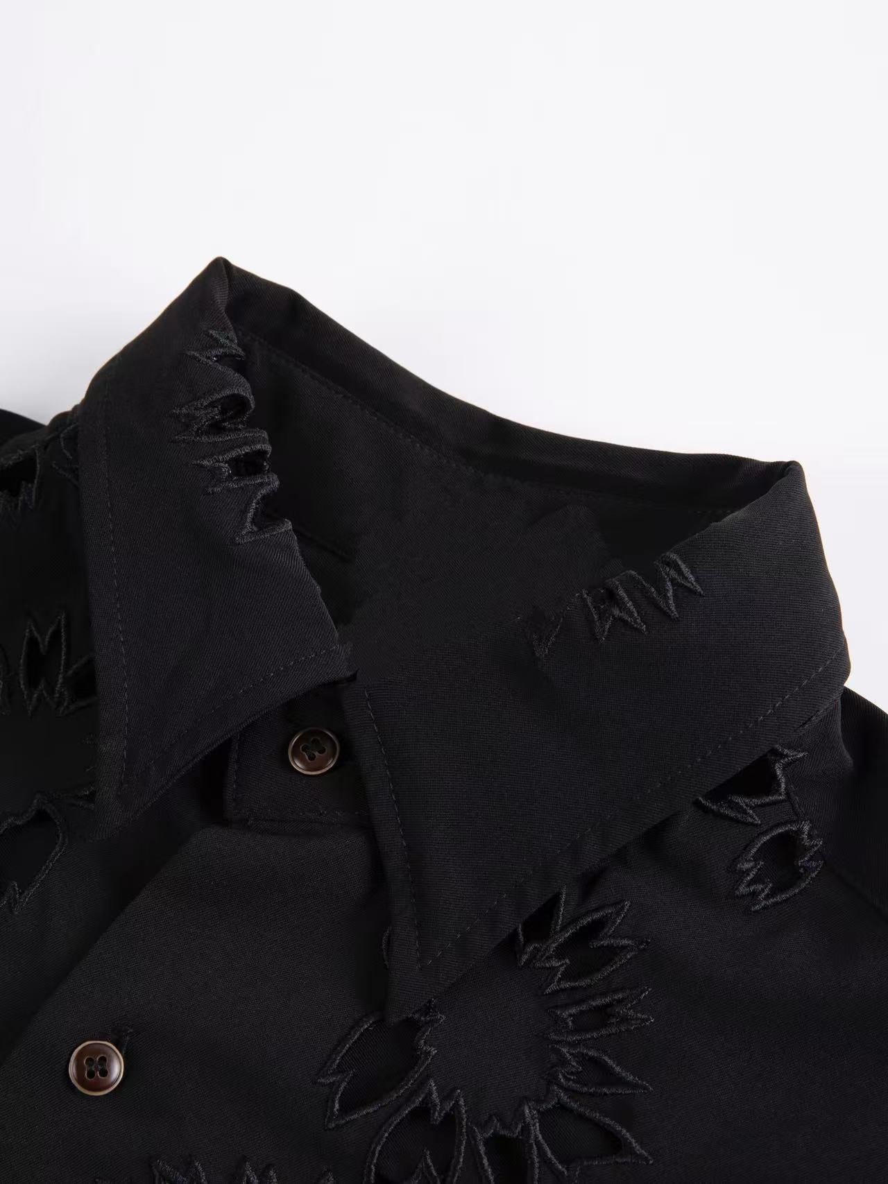 Yohji ’Flower & Youth’ Wool Shirt Jacket - Cherry Blossom Cut-Out Detailing