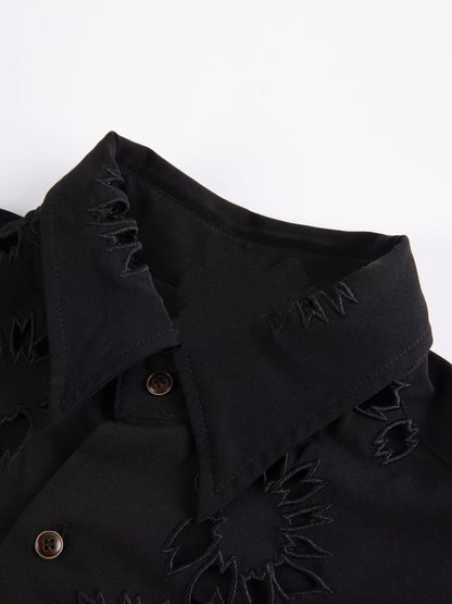 Yohji ’Flower & Youth’ Wool Shirt Jacket - Cherry Blossom Cut-Out Detailing