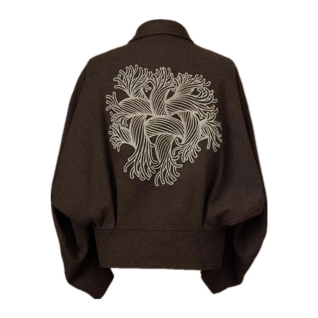 Nemeth Rope-Knit Back Wool Jacket - Curved Blade Design Coat