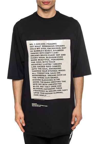 Dark Avant-garde Rick Owen Slogan RO Print Oversized Short Sleeve Tee