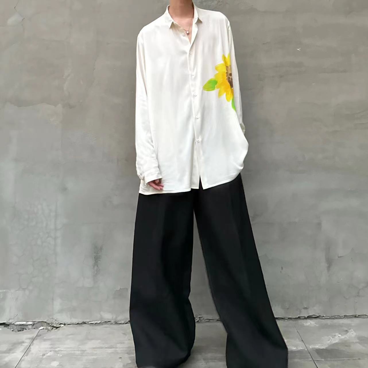 Yohji Yamamoto – Floral “Flowers & Youth” Sunflower Print Rayon Shirt