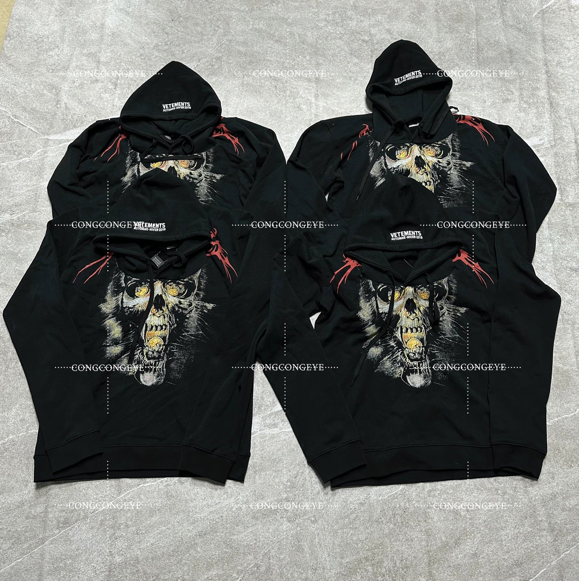 Vetement VTM Padded Shoulder Ghost Face Hoodie Heavyweight Outerwear