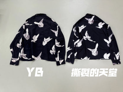 17AW AMIRI Peace Dove Print Silk Shirt - Chiffon-Ice Silk Blend