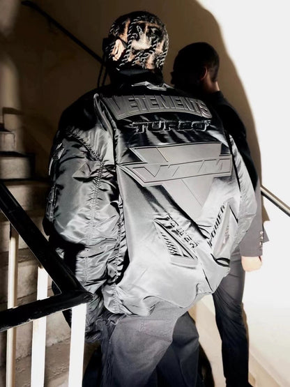 Vetements 23FW Alpha Black Race Car Air Force Jacket Cotton Bomber