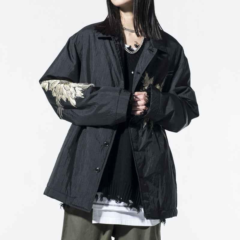 Yohji SYTE Nylon Lightweight Embroidered Floral Loose Jacket Coat - Size avaliable S~XL