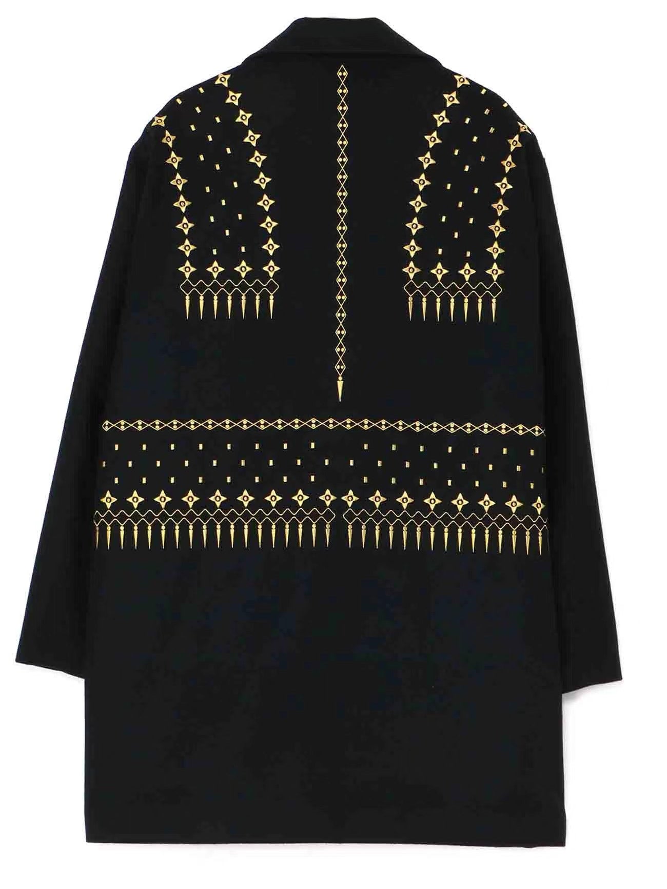 Yohji Yamamoto 23FW Dark Wool Coat – Heavy Embroidery Collection
