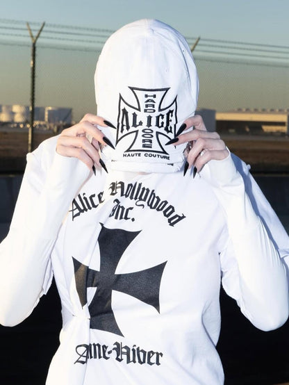Alice B&W Cross Embroidered Cap – Distressed Baseball Hat 0pium Playboi Carti