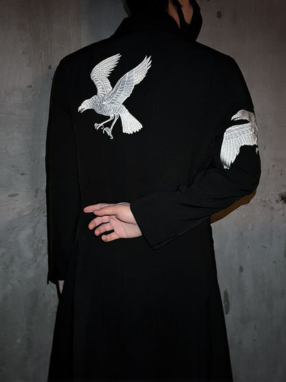Yohji Yamamoto Dark 21AW Long Blazer Coat Dual Crow Embroidery on Back