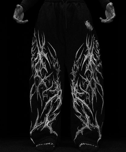 Breathedivinity Dark Thorns Sweatpants - 100% Cotton French Terry Loose Straight Leg