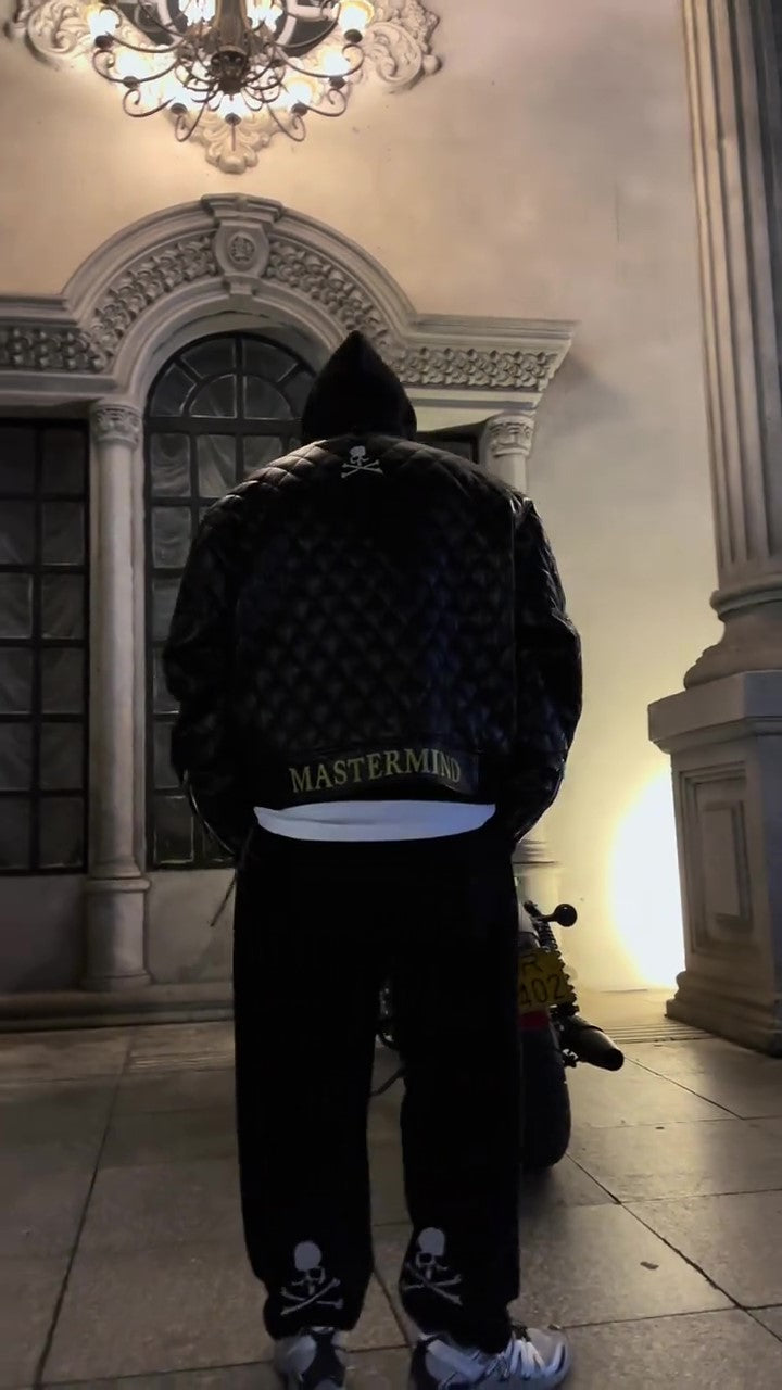 Mastermind Japan Embroidered Skull Leather Jacket - Biker Style Motorcycle Coat