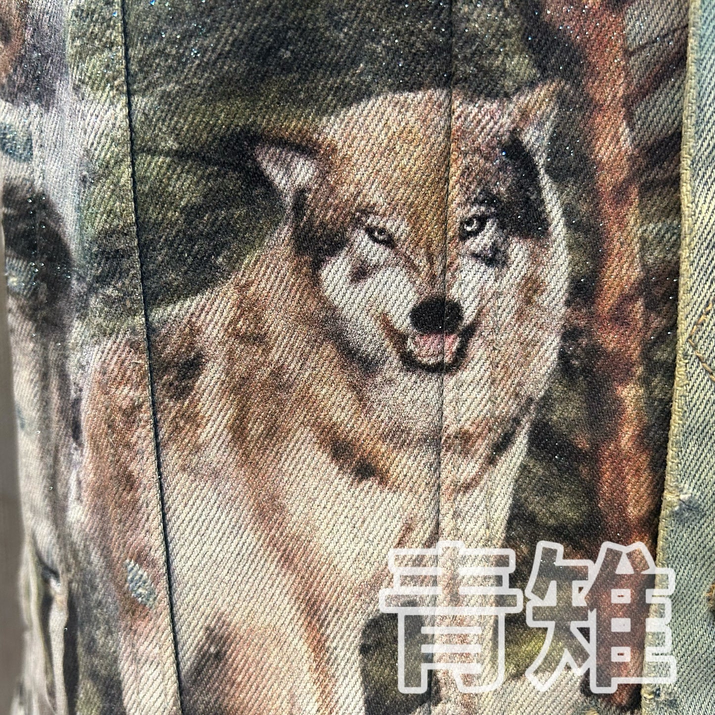 AMIRI 18AW Snow Wolf Graffiti Jacket - Shearling Collar Waxed High-Street