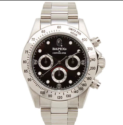 BAPEX TYPE 3 Triple-Eye Primate Head Watch - Panda Dial Quartz Chronograph