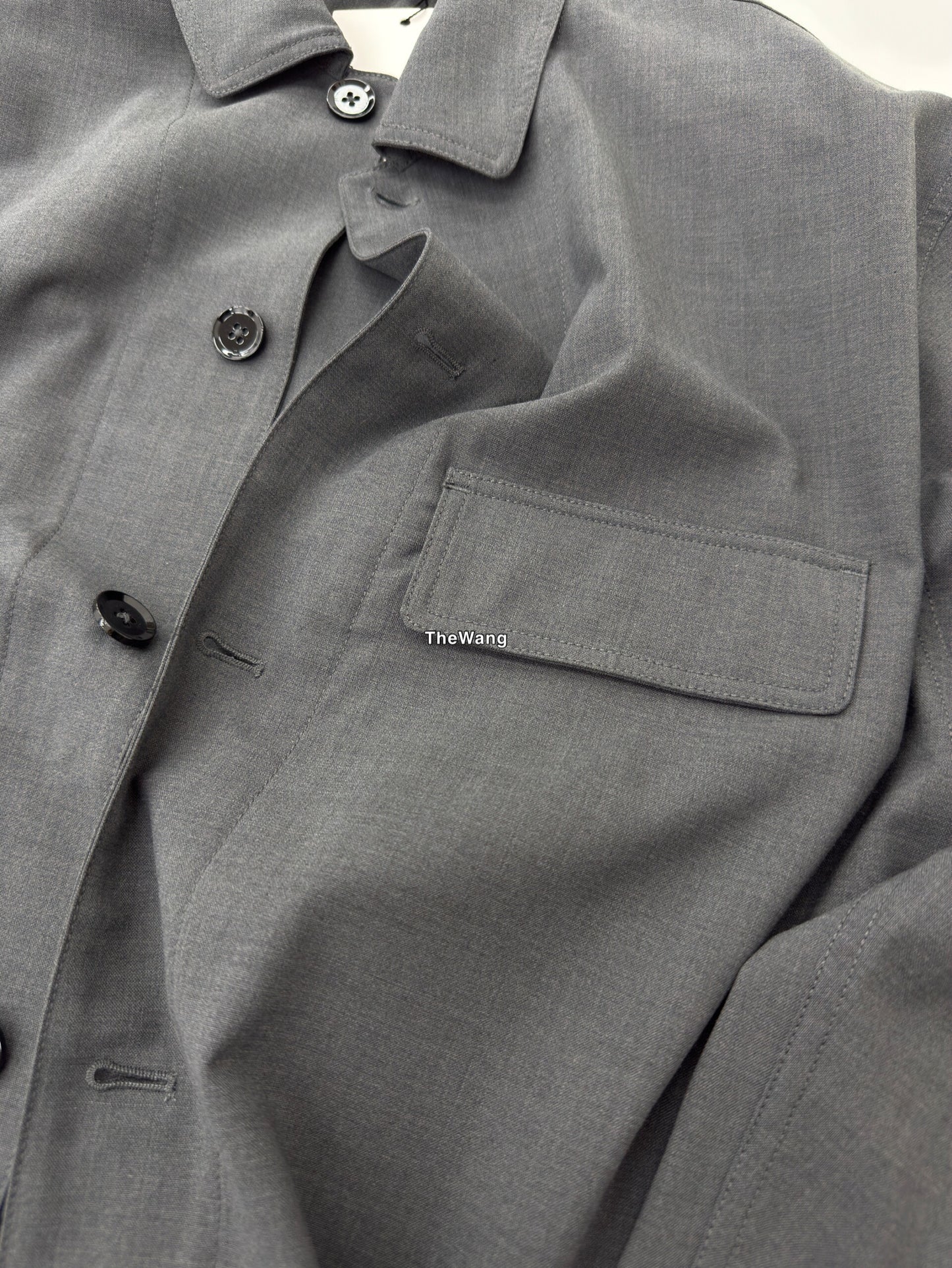 LEM SS25 Black-Grey Wool Shirt Jacket - 100% Wool Button-Front Overshirt