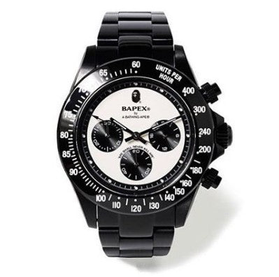 BAPEX TYPE 3 Triple-Eye Primate Head Watch - Panda Dial Quartz Chronograph