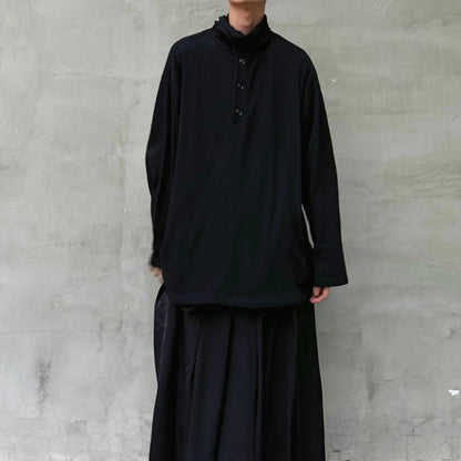 Yohji Yamamoto Merino Wool Knit Sweater Turtleneck Integrated Tie Scarf