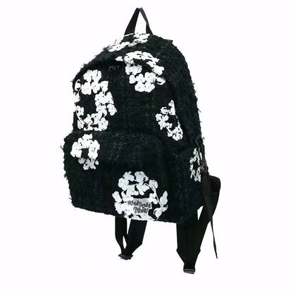 READYMADE x Denim Tears Collaboration Chanel-Style Backpack Intricate Embroidery - Black