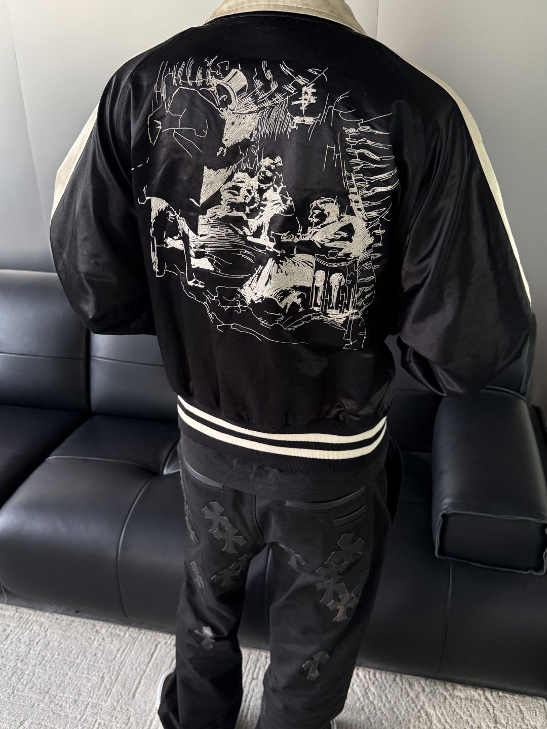 ERD AW24 ’Opium Den’ Varsity Jacket - Silk Court Embroidery Baseball Coat
