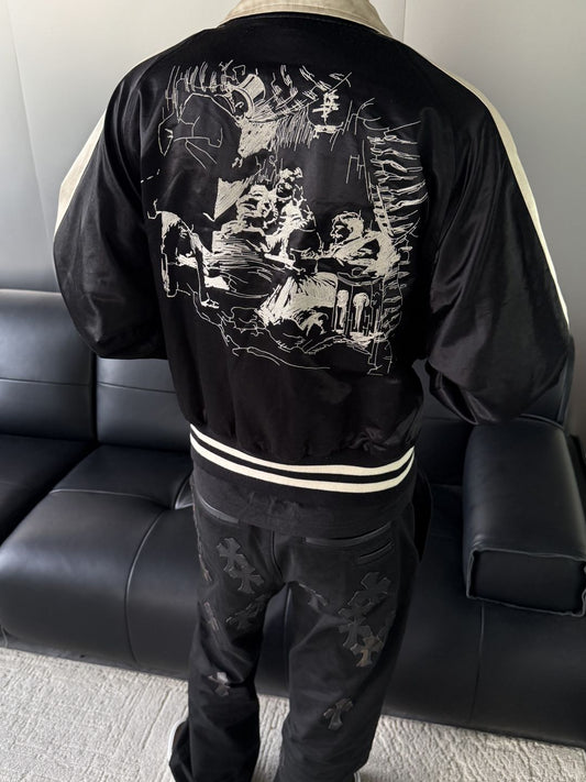 ERD AW24 ’Opium Den’ Varsity Jacket - Silk Court Embroidery Baseball Coat