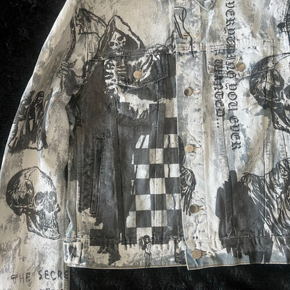 AMIRI 22FW Skull Reaper Graffiti Jackets - Hand Painted Waxed Denim