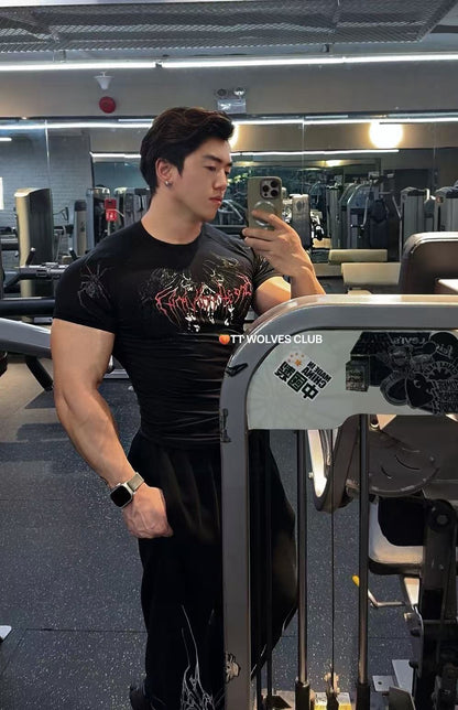 Breathedivinity Gothic Fitness Tee - Moisture-Wicking Stretch Short Sleeve