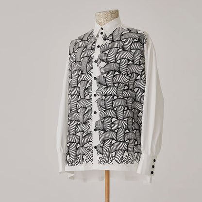 Nemeth 22SS All-Over Knot Print Shirt – Cotton Loose Fit Long Sleeve
