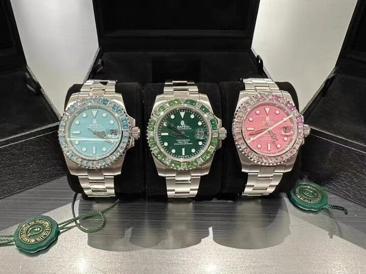 TYPE-1 BAPEX "EMERALD ICE" Mechanical Watch - Tiffany Blue Diamond Edition -  