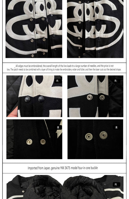 i795 Double-S Stussy Wool Varsity Jacket – Heavyweight Loose Baseball