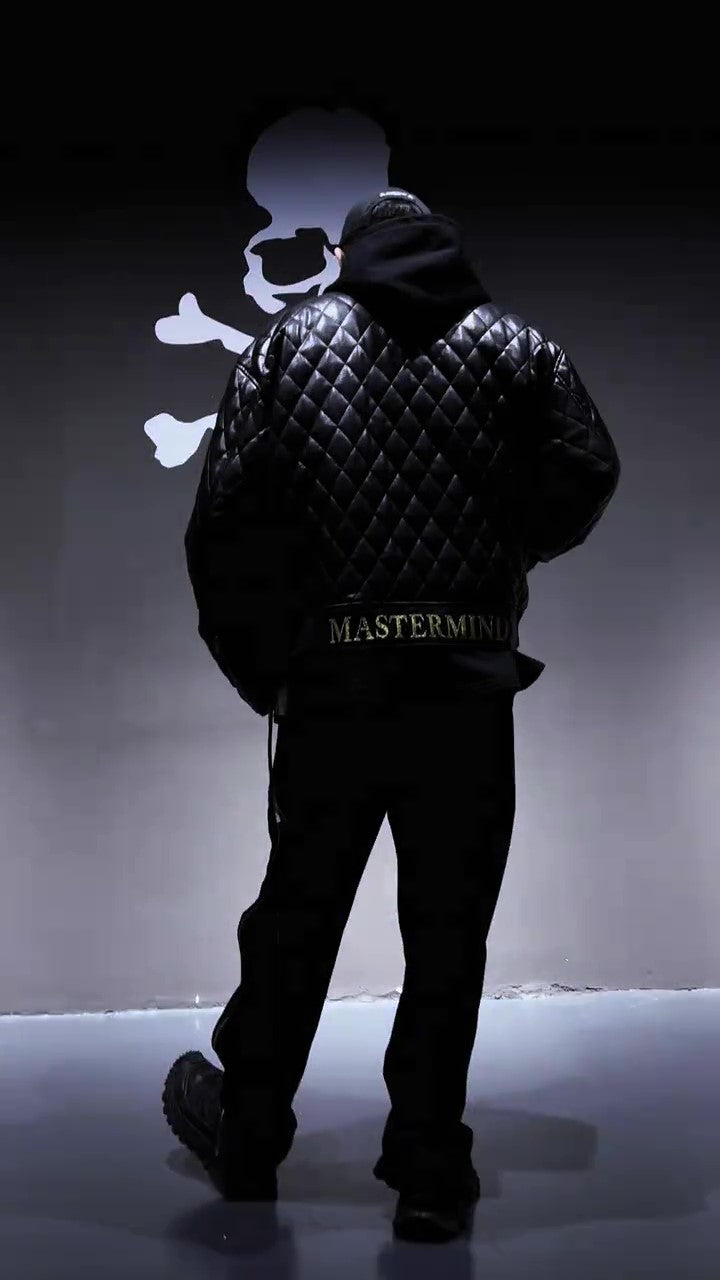 Mastermind Japan Embroidered Skull Leather Jacket - Biker Style Motorcycle Coat