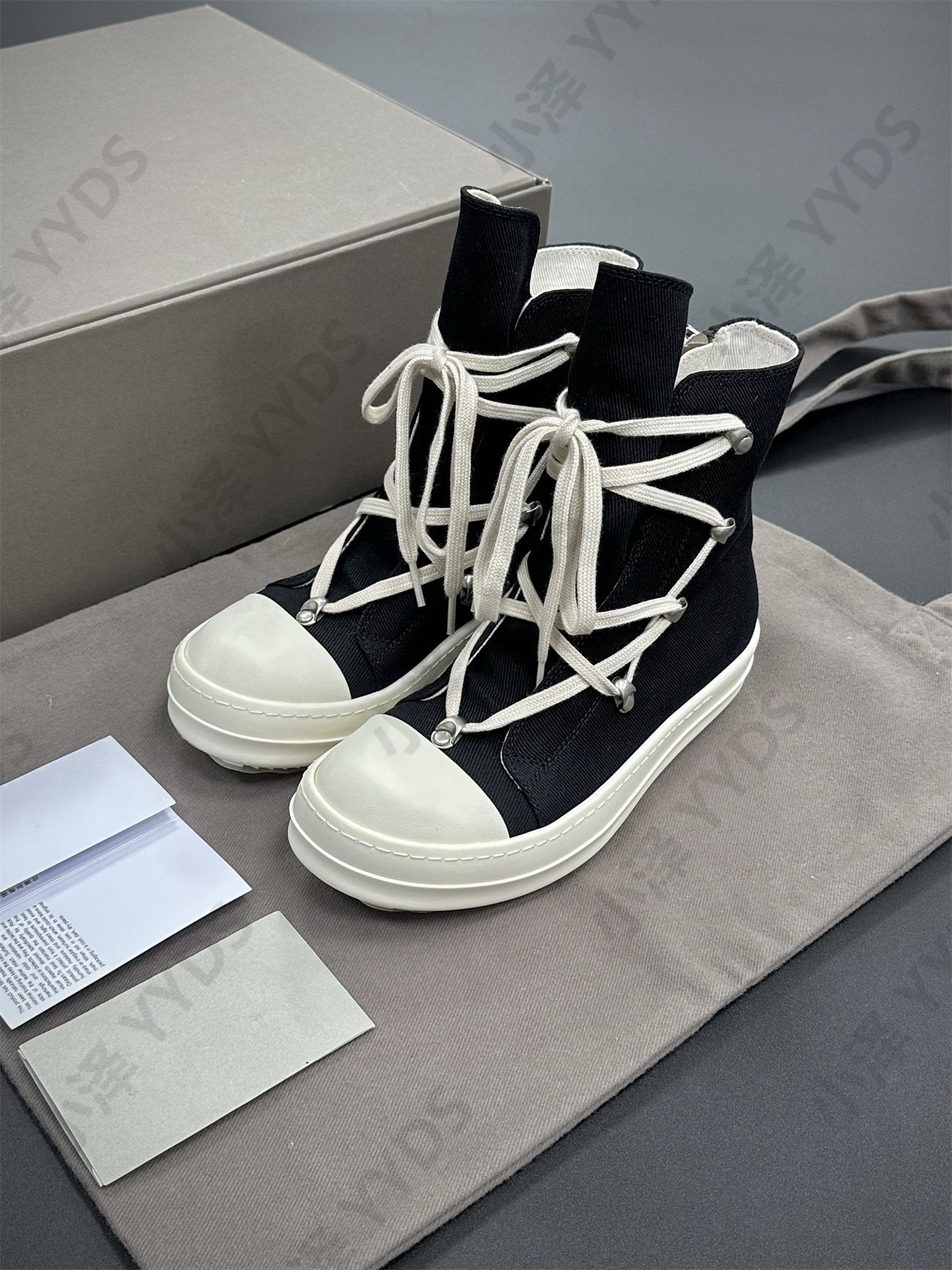 Self-made Pentagram Rick Owens DRKSHDW Sub-line High-top Canvas Gothic Shoes