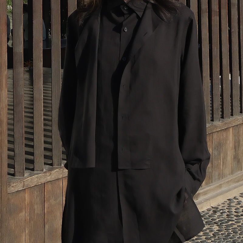 Yohji Darkwear Shirt - Double Placket Court Collar Blouse (Core Collection)