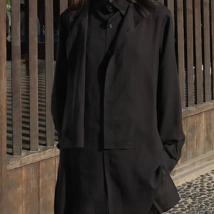Yohji Darkwear Shirt - Double Placket Court Collar Blouse (Core Collection)