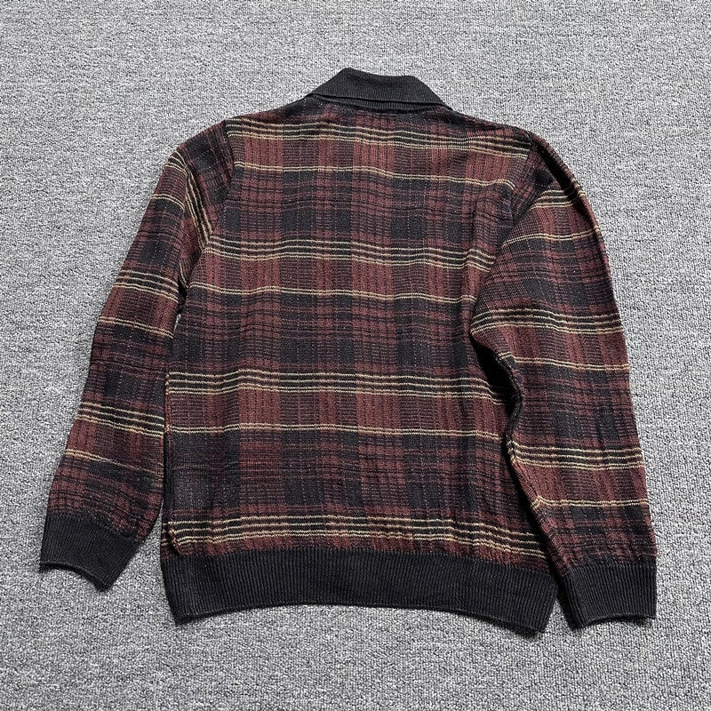 Our Legacy Evening Polo Hemp Check Knitwear - Malard Colorway Striped