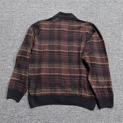 Our Legacy Evening Polo Hemp Check Knitwear - Malard Colorway Striped