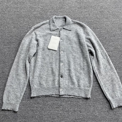 donclick 24FW Our Legacy Mohair Wool Blend Cardigan Light Grey Relaxed Fit Knit