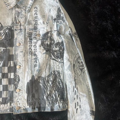 AMIRI 22FW Skull Reaper Graffiti Jackets - Hand Painted Waxed Denim