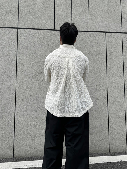 Kiko Kostadinov AW22 Layered Shirt - Detachable Lace Long/Short Sleeve Hybrid